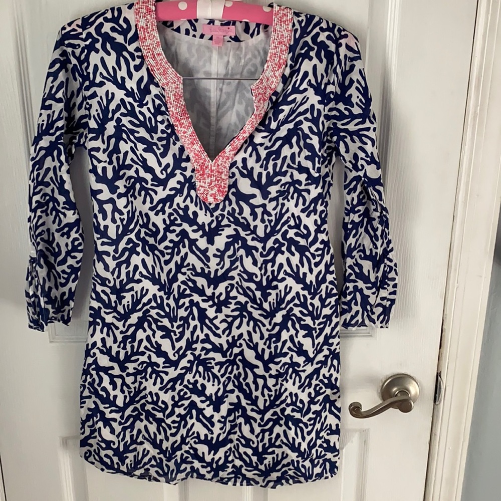 Lilly Pulitzer tunic beaded dress XS